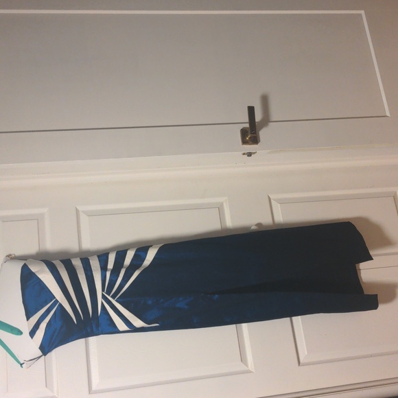 Vintage navy blue formal long dress fitted - Picture 1 of 5